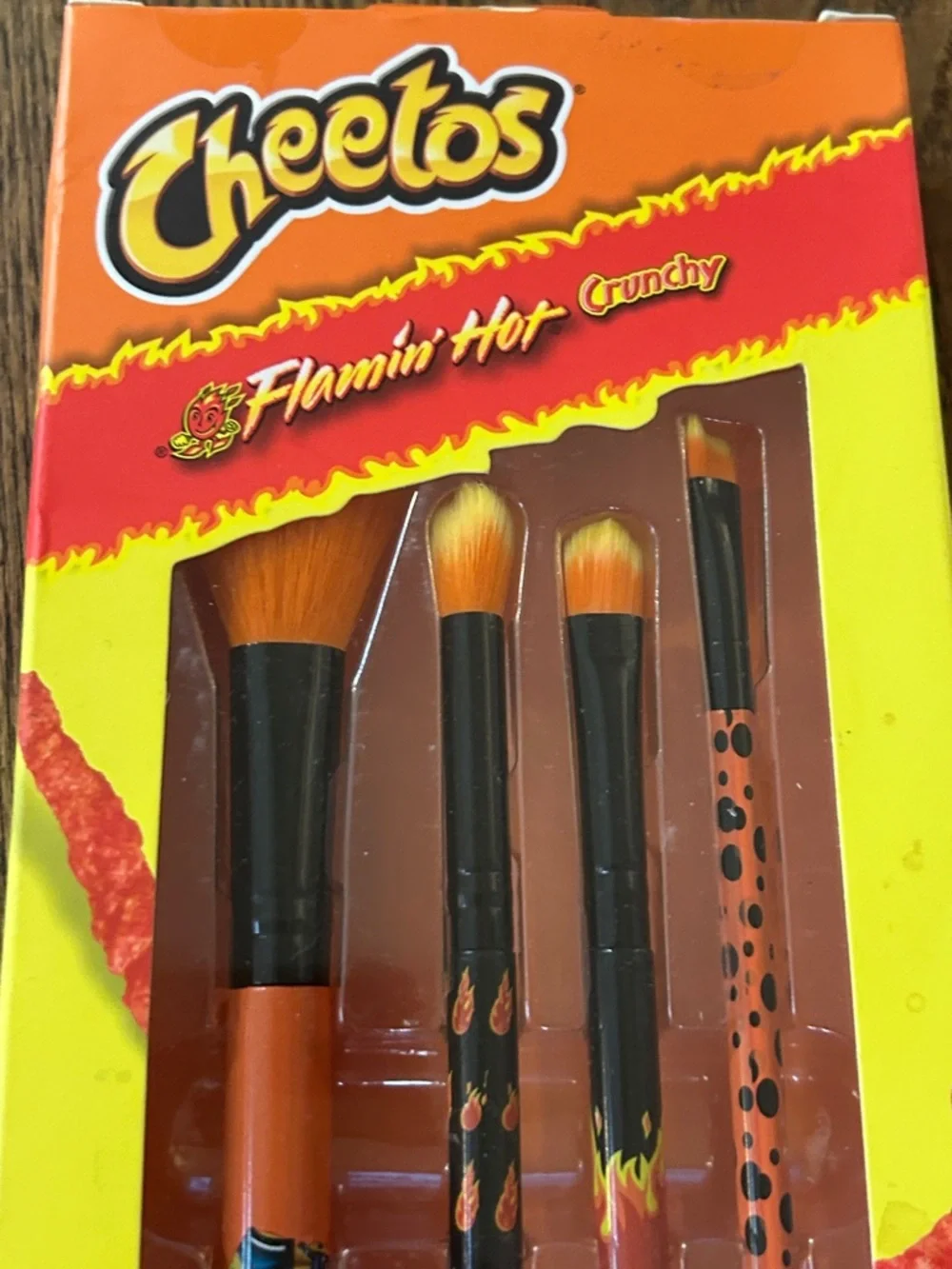 Flamin' Hot Cosmetic Brush Set -Cosmetics Bag ain’t easy being cheesy 🧀